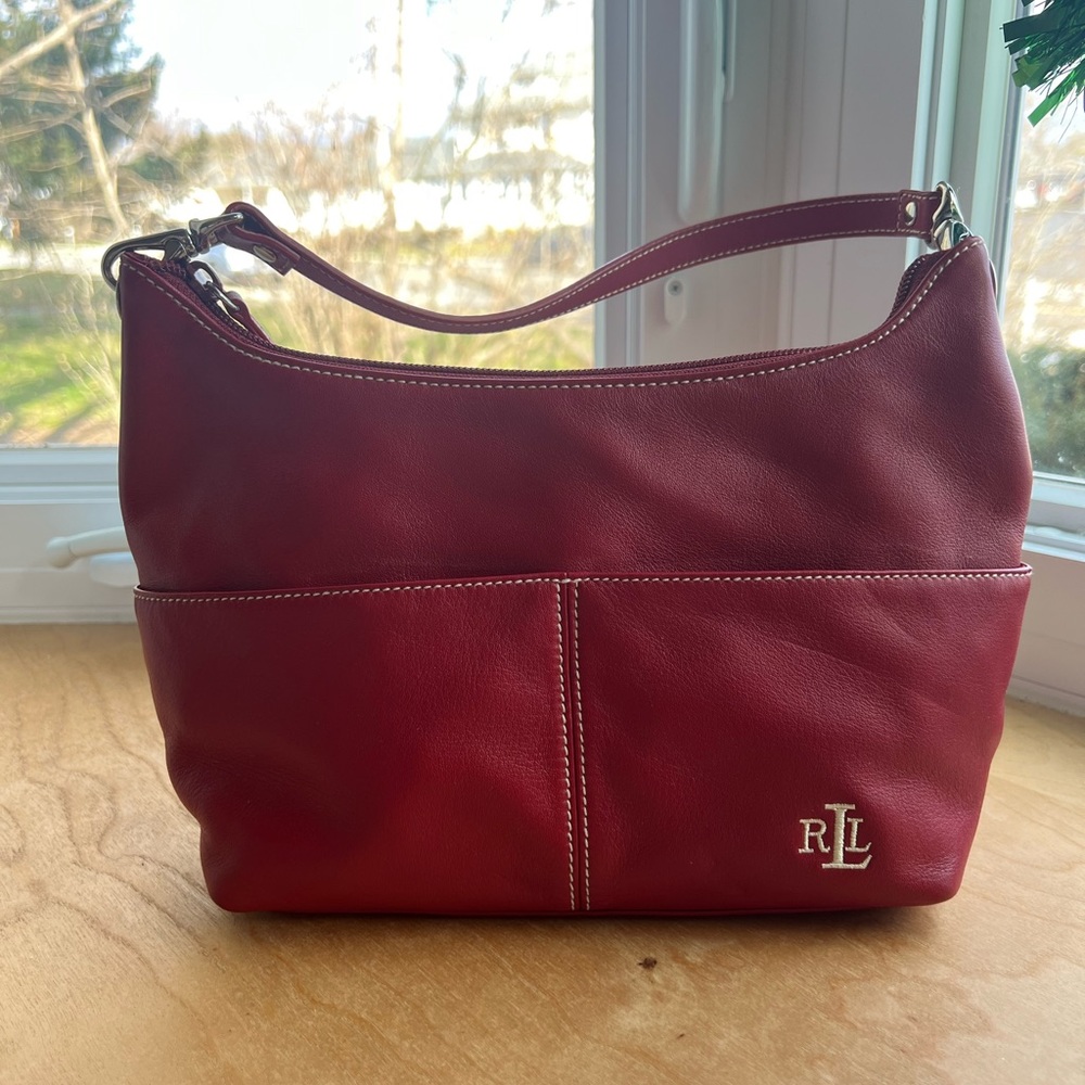 Ralph Lauren red leather handbag